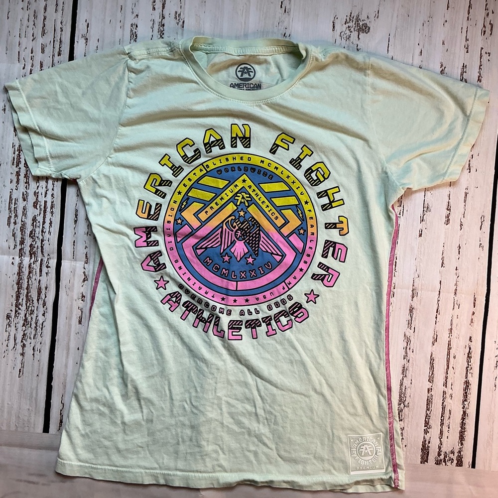 American Fighter Mint and Pink Tee